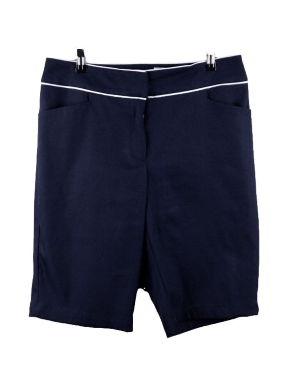 Tail White Label Navy Mid Rise Button Zipper Front Athletic Bermuda Golf Shorts